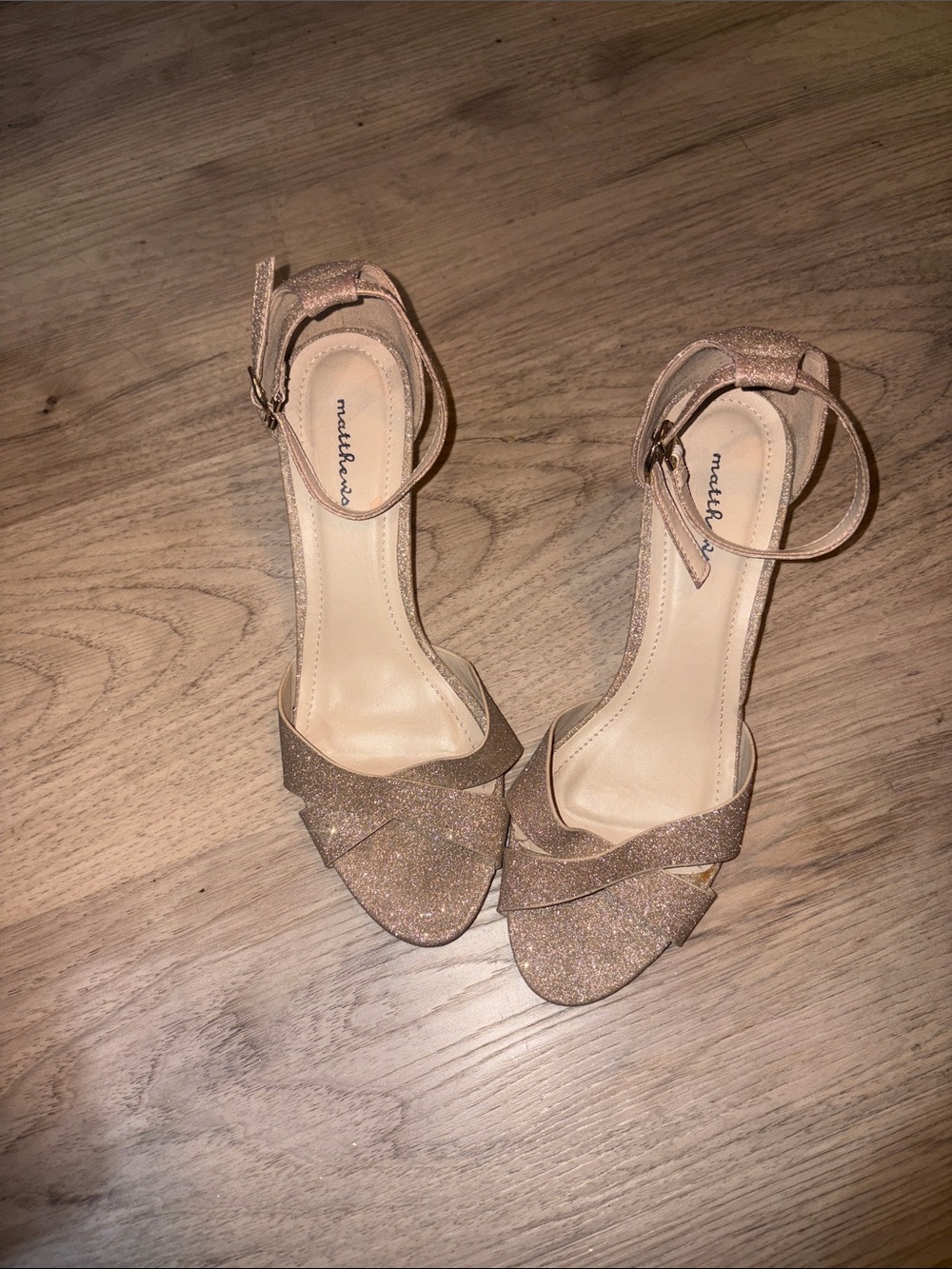 Matthews Rose champion Gold Glitter Ankle-Strap Heels size 8.5